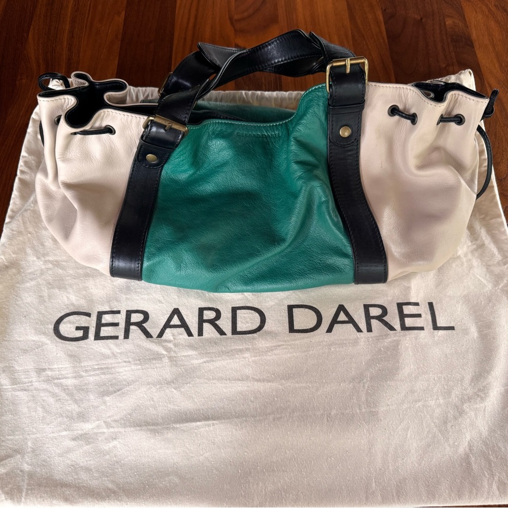 Gerard Darel Green and Cream Women's Bag